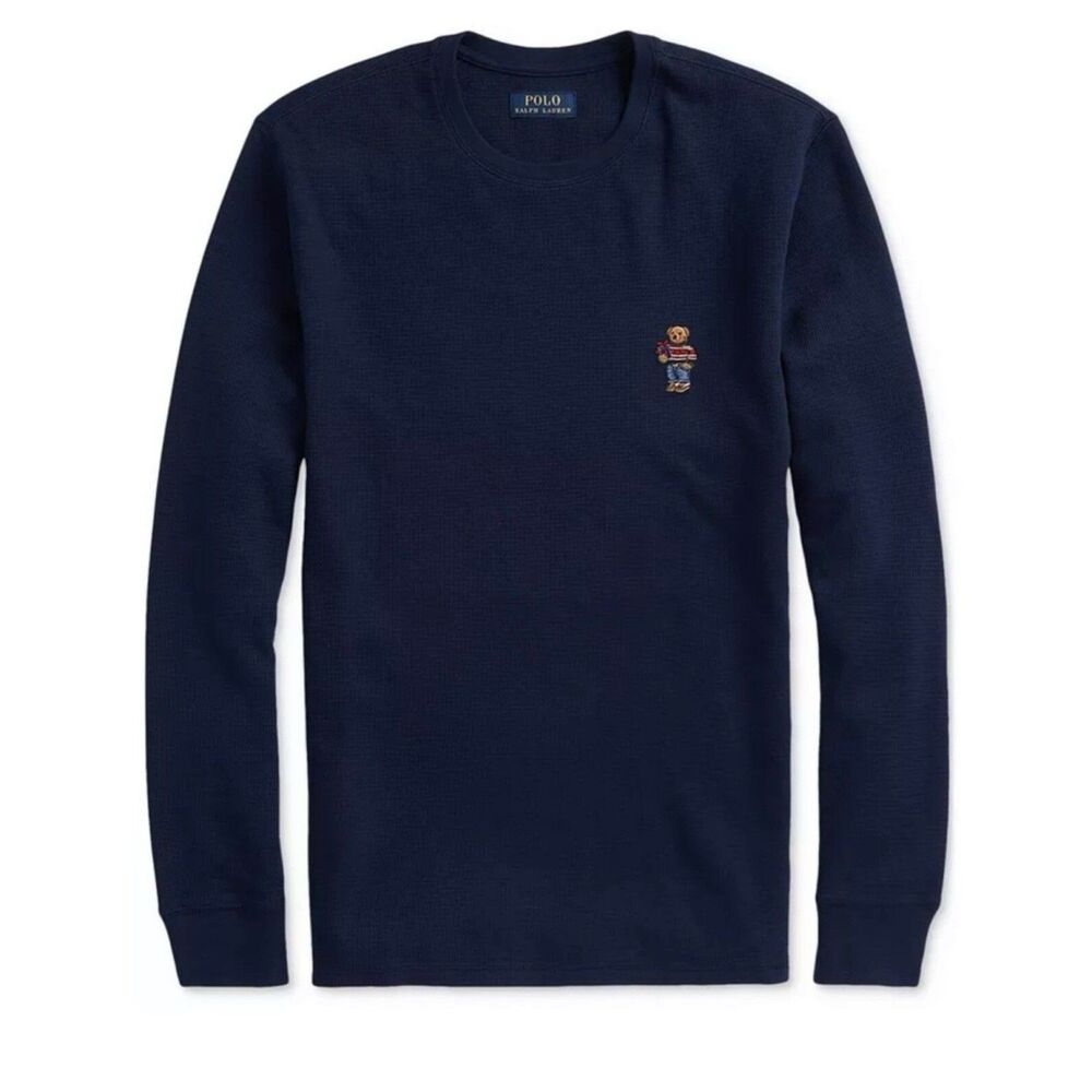 Polo Ralph Lauren Men’s Waffle Knit Thermal Sleepwear Shirt Polo Bear Gift Box L